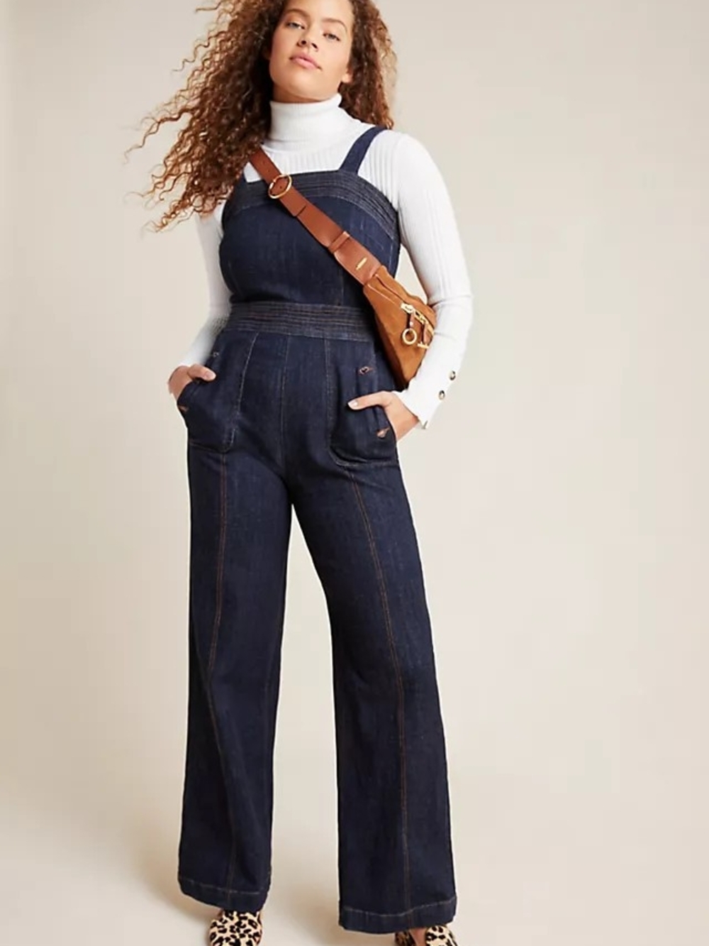 Ella Moss Wide-Leg Denim Jumpsuit In Dark Indigo